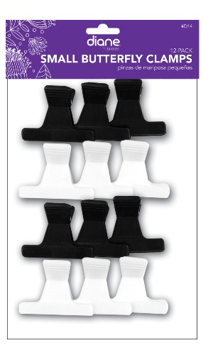 SMALL BUTTERFLY CLIPS 12 PK - 6BLK&6WHITE 